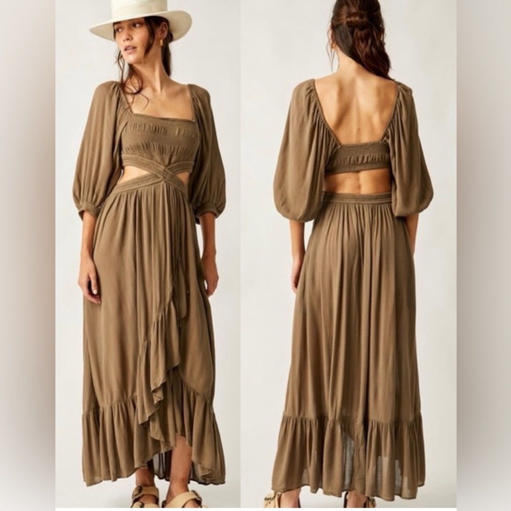 FREE PEOPLE  Cutout Maxi Dress Cross My Heart NWOT